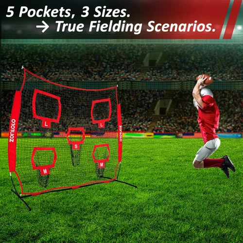 Miniatura 7 de Zonlolo Red de lanzamiento de fútbol americano de 7 x 7 pies, red de entrenamiento de fútbol americano, práctica de objetivos con 5