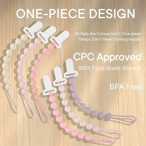 Miniatura 7 de MINMUNJIU Clips para chupete para bebé, paquete de 6 clips flexibles y suaves de silicona para chupete para niñas, artículos esenciales para recién