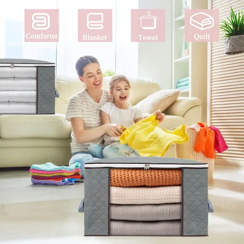 Miniatura 7 de ComboCube - Bolsa de almacenamiento para edredón, bolsa con cremallera con ventana grande transparente y asas de transporte, organizadores