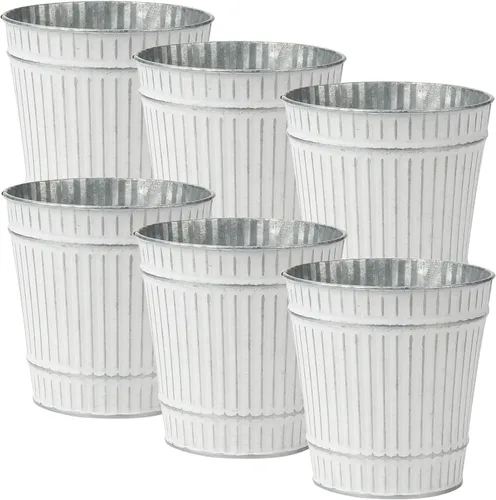 Briful Maceta de Lata Galvanizada de 4.7", Cubo de Metal Galvanizado, Cubos de Metal Decorativos Rústicos, Estilo Vintage, Decoraciones de Centro de