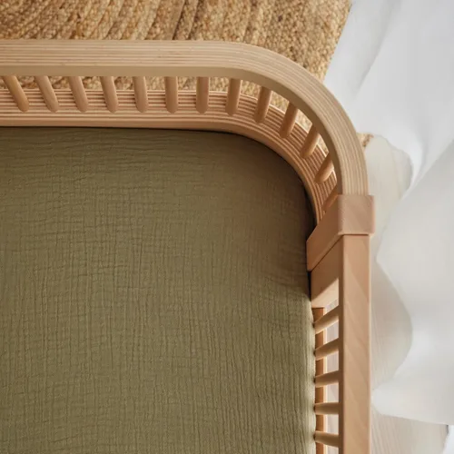 Miniatura 7 de Sábanas para cuna, sábana bajera ajustable de muselina de algodón orgánico, tamaño estándar para bebé niño y niña, 28 x 52 pulgadas, ultra suaves