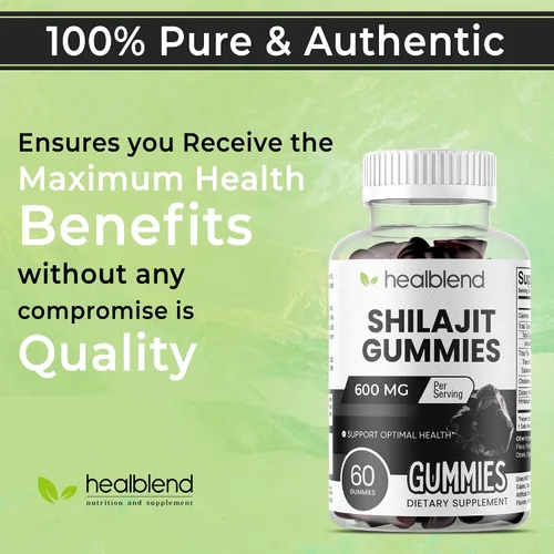 Miniatura 3 de healblend Gomitas Shilajit orgánicas del Himalaya de 600 mg – Salud óptima, energía e inmunidad para hombres y mujeres, sabor a fruta natural – 60