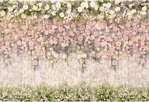 Telón de fondo floral para despedida de soltera, 10 x 8 pies, de vinilo, flores rosas y blancas, para fotografía, ceremonia, aniversario, mesa de