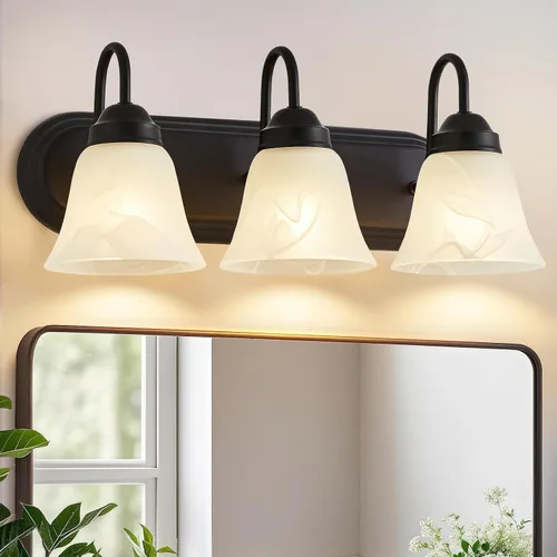 Miniatura 10 de EJIAXIN Lámpara de baño de 3 luces sobre espejo – Accesorios de iluminación vintage para baño, lámpara de pared fácil de instalar, luces de tocador