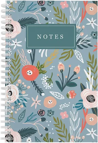 Miniatura 8 de Cuaderno de espiral floral de lámina dorada sintética bohemia, diario de 5.5 x 8.5 pulgadas, 120 páginas a rayas universitarias/tapa blanda laminada