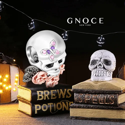 Miniatura 3 de GNOCE Skull Charms for Bracelet 925 Sterling Silver Halloween Charms for Women Girls Wife Daughter Christmas Gift