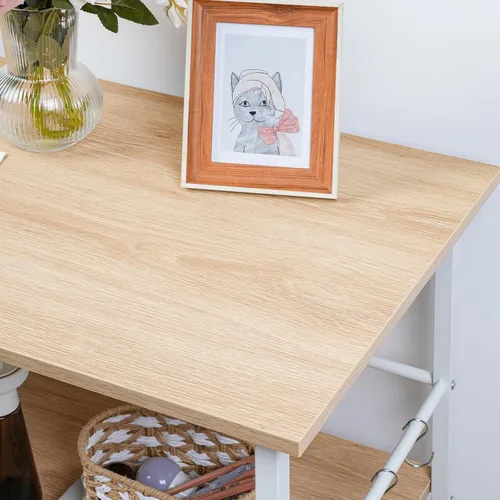 Miniatura 8 de HOOBRO Isla de cocina con almacenamiento, mesa de isla de cocina con toma de corriente, estación de café de 3 niveles y soporte para microondas