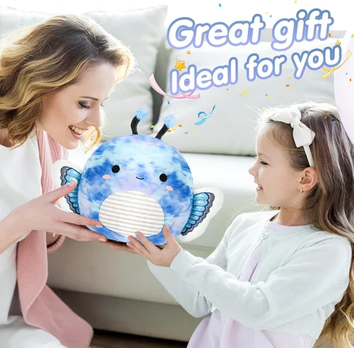Miniatura 7 de Houwsbaby Peluche de mariposa de 12 pulgadas, almohada de felpa de mariposa azul, juguetes de peluche de mariposa, almohada blanda para cumpleaños
