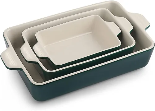 Sweejar - Juego de utensilios de cerámica para hornear, moldes rectangulares para lasaña para cocinar, cocina, cena de pasteles, banquetes y uso Jade