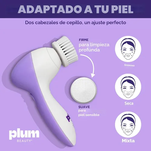 Miniatura 5 de Plum Beauty Cepillo eléctrico de limpieza facial recargable, cepillo giratorio para limpieza de poros para piel radiante, limpiador eléctrico