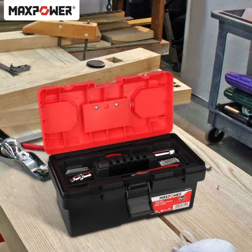 Miniatura 8 de MAXPOWER - Caja de herramientas pequeña de 14 pulgadas, con asa, bandeja extraíble con doble bloqueo de seguridad, caja de herramientas de plástico
