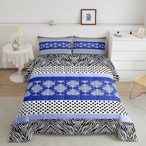 Miniatura 13 de Juego de ropa de cama individual de piel de cebra, guepardo y leopardo, para niños y adultos, juego de edredón de piel de animales salvajes