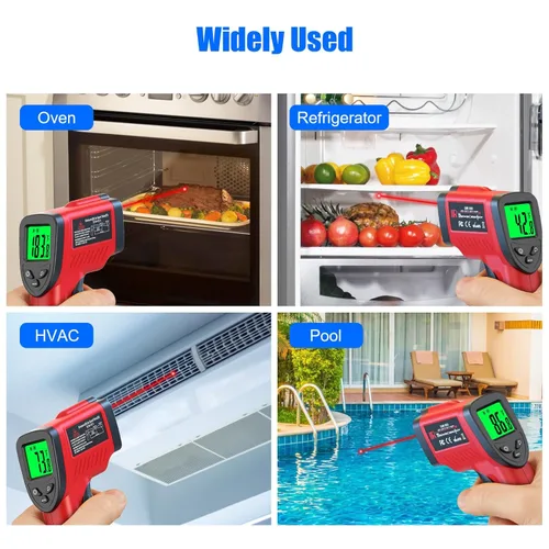Miniatura 7 de Pistola termómetro digital infrarroja de -58 °F a 1022 ℉ (-58.0 °F a 1,022.0 °F), emisividad ajustable, pistola de temperatura láser para cocinar
