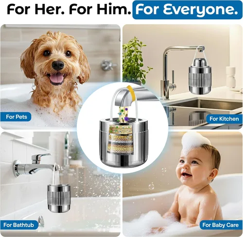 Miniatura 9 de Filtro de baño de 17 etapas para bañera con diseño premium y a prueba de fugas, cartucho de larga duración de 7000 galones con vitaminas C y E +
