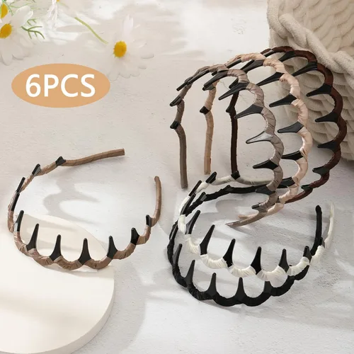 Miniatura 7 de Auseibeely 6 diademas en zigzag para mujer, diadema ondulada antideslizante con dientes, diadema de plástico en forma de U para niñas, adolescentes