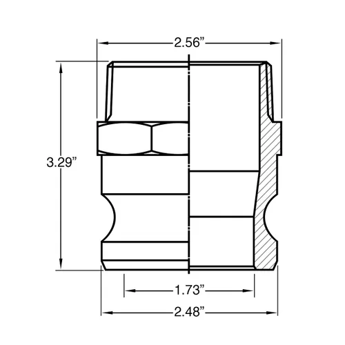 Miniatura 2 de Gloxco Polipropileno tipo F leva y ranura de montaje, adaptador Camlock macho de 2" x 2" macho NPT (CAM-20-F-PP)