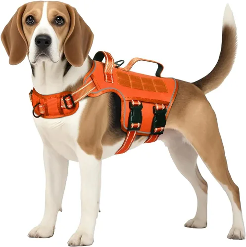 Miniatura 16 de Arnés para perros grandes resistente, arnés táctico sin tirones para perro con sistema Molle, chaleco para perro de servicio fácil de poner y Negro
