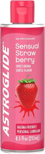 Astroglide - Lubricante personal con sabor a fresa de 8.5 fl oz, lubricante para hombres, mujeres y parejas, sabor delicioso, hipoalergénico, seguro
