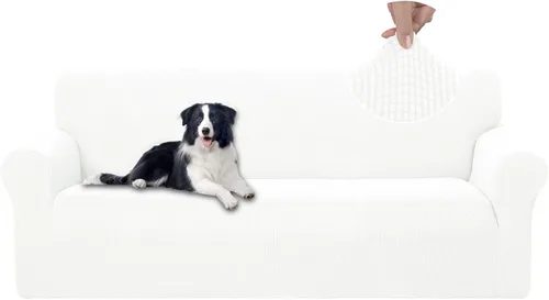 Miniatura 46 de U-NICE HOME Funda elástica para sofá, lavable, protector de muebles para sofá de 3 cojines, apta para mascotas (sofá, gris)