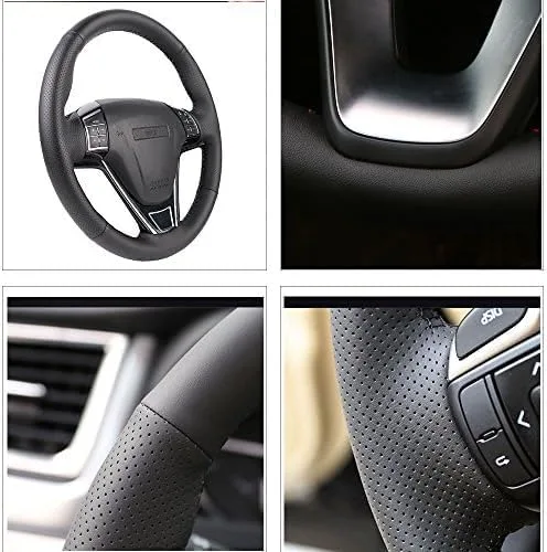 Miniatura 6 de Funda de volante de automóvil original personalizada, trenza de cuero negro para volante, para Nissan para X-Trail (T30) 2001-2003