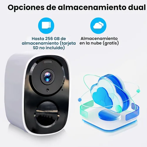 Miniatura 3 de Cámaras de Seguridad Inalámbricas para Exteriores 2K Actualizadas 2025, Almacenamiento en la Nube Gratuito, Duración de Batería de 1-6 Meses, Blanco