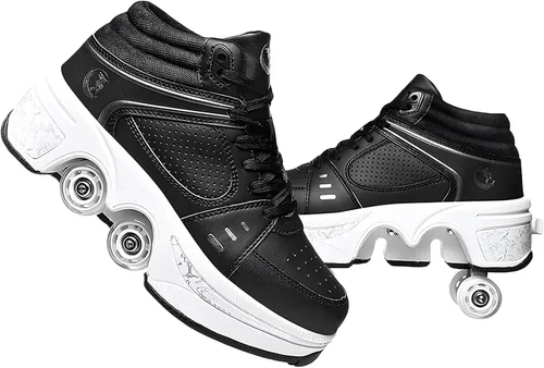 Miniatura 25 de Rueda de deformación de doble hilera Zapatos para caminar automáticos Deformación invisible Patín de ruedas 2 en 1 Patines de polea extraíble