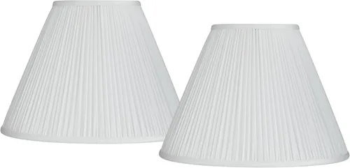 Juego de 2 pantallas plisadas de hongos para lámpara imperio (premontadas), color blanco, parte superior grande de 7 pulgadas x 16 pulgadas inferior