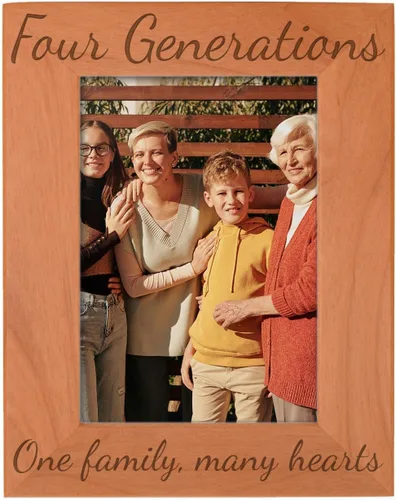 Miniatura 24 de Gifts For All By Rachel Olevia Five Generations One Family Many Hearts - Marco de fotos de madera natural grabado de 4 x 6 pulgadas, diseño