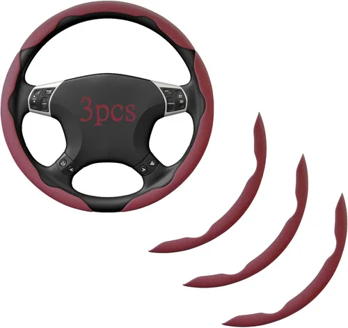 Miniatura 7 de Fundas para volante, 3 piezas de fibra de carbono antideslizante con clip en el volante del automóvil, protector universal para la mayoría de ruedas