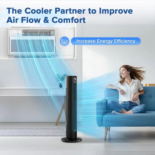 Miniatura 7 de Electactic Ventilador de torre para dormitorio, ventilador de pie de 25 pies/s, ventilador oscilante de 85° con control remoto, 3 velocidades, 4