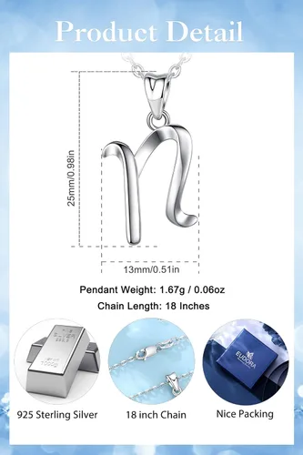 Miniatura 167 de EUDORA Collares de plata esterlina con inicial para mujer, regalos clásicos de 26 letras sin cuello para niñas, hermana, madre hija, cadena de 18