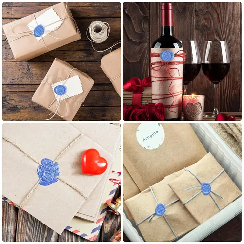 Miniatura 7 de Kit de 500 cuentas de sello de cera octágono azul cielo con 4 velas de té, 1 cuchara de fusión para manualidades, manualidades, letras, boda