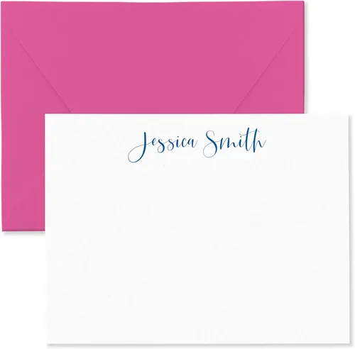 Juego de tarjetas y sobres personalizados con nombre en fuente script para mujeres, elija colores de tinta y sobre | Fairmont & Grove Paper Co.