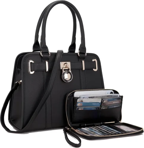 Miniatura 9 de Conjuntos de bolsos para mujeres, bolsos de hombro con asa superior, maletín de trabajo, conjunto de carteras tipo tote con billetera a juego, 2