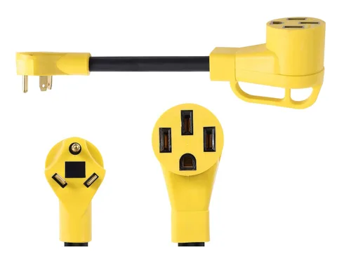 ONETAK NEMA TT-30P a 14-50R Adaptador 120V 30 Amp 3 clavijas macho a 4 clavijas hembra compatible con cargador Tesla EV (1 pie)