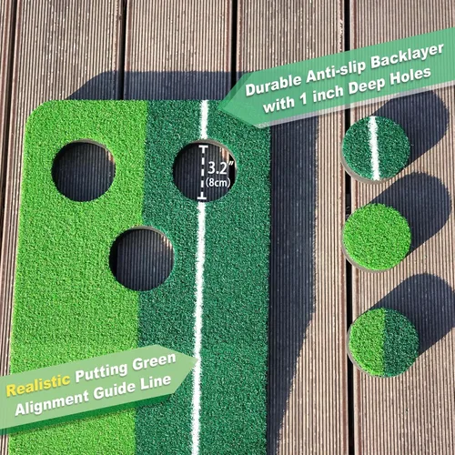 Miniatura 2 de SENSECLUB Verde de Golf Interior Plegable, Juego de Alfombra de Golf, Regalos de Golf para Hombres con Sistema de Recolección de Bolas