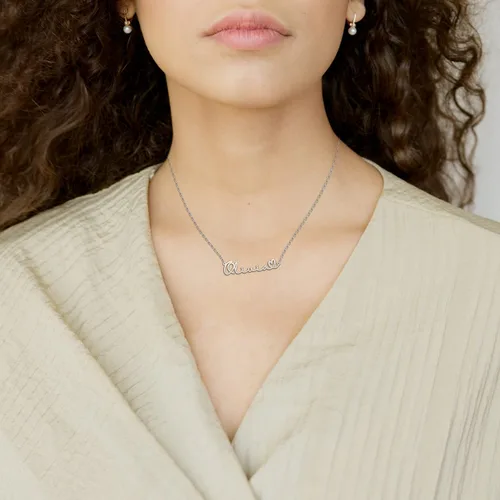 Miniatura 2 de CLY Jewelry - Collar con nombre personalizable, dije de plata de ley