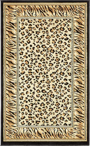 Miniatura 4 de Unique Loom Wildlife Collection - Alfombra con diseño de borde con temática de animales inspirada en el mundo salvaje, con diseño de guepardo