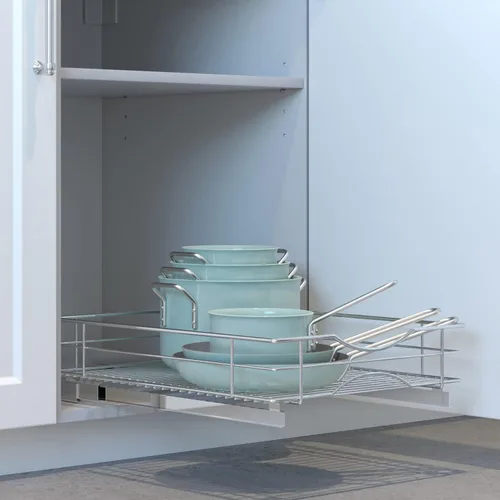 Miniatura 2 de Home Zone Living Organizador de armario de cocina extraíble con cajón deslizante para ahorrar espacio, 17 pulgadas de ancho x 21 pulgadas de largo