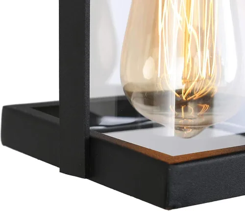 Miniatura 6 de classy leaves Luces colgantes negras para exteriores, lámpara colgante exterior con vidrio transparente, farol colgante de porche en acabado negro