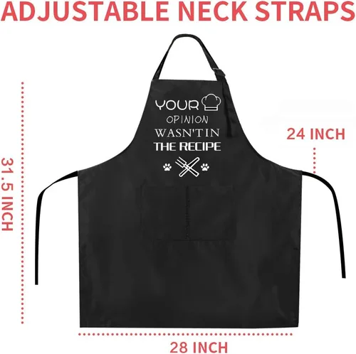 Miniatura 4 de ZOORON Divertidos delantales de chef negros para hombres, ajustables, para barbacoa, cocina, con bolsillos, accesorios para parrilla Tu opinión