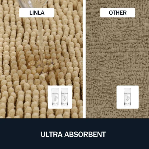 Miniatura 5 de LINLA Juego de 3 alfombras de baño de felpilla absorbente antideslizante, juego de alfombras de felpilla de felpa gruesa, se pueden lavar y secar