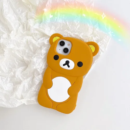 Miniatura 2 de Funda ultra gruesa de silicona suave para Apple iPhone 7 8 6 6S Plus 5.5 color marrón peluche animal 3D dibujos animados japonés lindo adorable