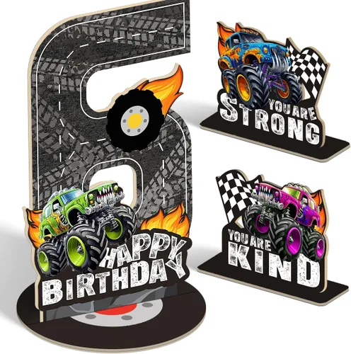 Miniatura 32 de Juego de 3 piezas de dinosaurios con signo de número de 2º cumpleaños, decoración de mesa de dinosaurios para niños y niños de 2º cumpleaños