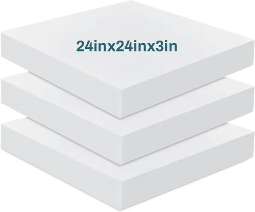 Miniatura 13 de Frienda Paquete de 3 cojines de espuma de alta densidad de 2 x 20 x 20 pulgadas, repuesto de cojín de espuma de corte cuadrado a medida, para silla