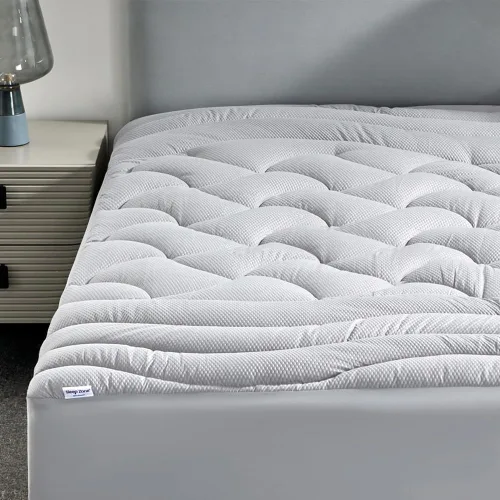 SLEEP ZONE Cubrecolchón refrescante tamaño individual para cama individual, protector de colchón acolchado zonificado de primera calidad, funda Gris