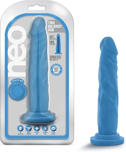Blush Neo - Consolador realista de doble densidad de 7.5 pulgadas, Sensa Feel - Pene realista - Ventosa, compatible con correa, juego anal, vaginal
