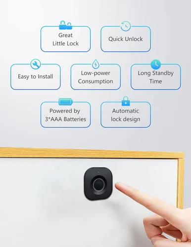 Miniatura 2 de Cerradura Bluetooth de huellas dactilares para gabinete, biométrica inteligente, oculta sin llave, cerradura eléctrica de seguridad para niños
