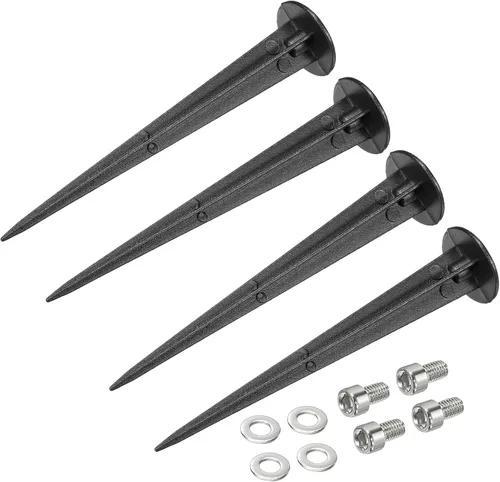 MECCANIXITY Estacas de luz solar, 1.378 x 6.299 in roscadas M5 para lámparas de jardín, camino de paisaje, aluminio negro, paquete de 4