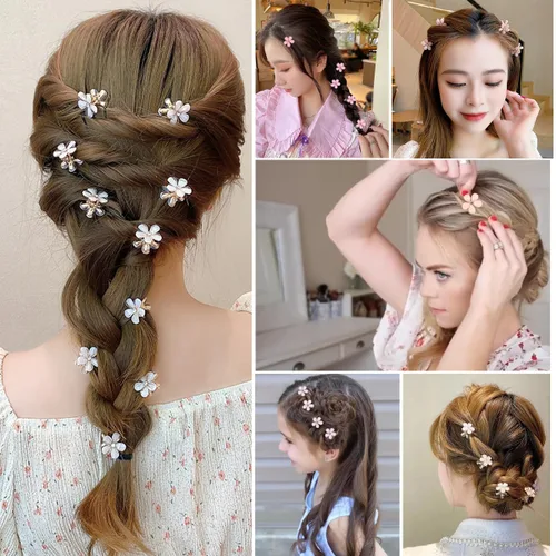 Miniatura 5 de 10 pinzas pequeñas de metal para el cabello con diseño de flores y cristales, bonitos pasadores para niñas, flequillo de niños y accesorios